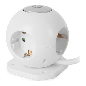 Entac Steckdosenball 3fach mit USB 1,5m Schalter weiß