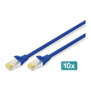 DIGITUS CAT 6A S/FTP Patchkabel, 10 Stück, 0,25m, blau
