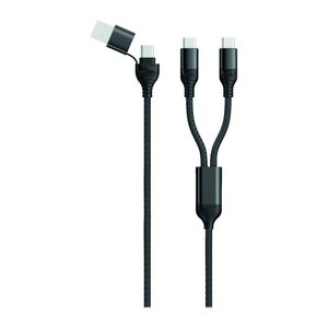 2GO USB/USB-C Ladekabel DUO 2x USB-C Nylon 120cm schwarz