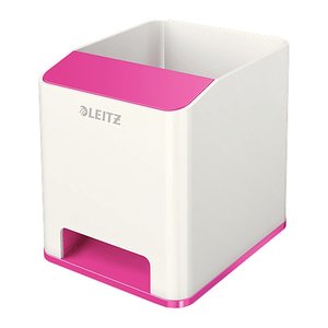 LEITZ Stiftehalter WOW Duo Colour perlweiß/pink Polystyrol 2 Fächer 9,0 x 10,1 x 10,0 cm