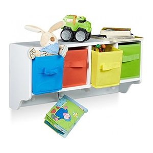 relaxdays Kinderregal weiß 61,0 x 16,0 x 28,0 cm, 1 St.