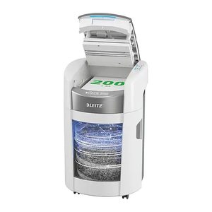 LEITZ IQ OptiMax Autofeed Small Office 200 Aktenvernichter mit Partikelschnitt P-4, 4 x 10 mm, bis 200 Blatt