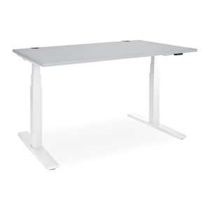 Elektrisch höhenverstellbarer Schreibtisch – Gestell Weiß (1600 x 800 mm, Platte Buche, Gestell RAL 9016)
