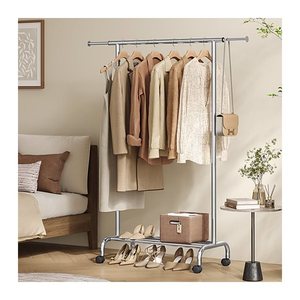 SONGMICS Rollgarderobe silber Metall 83,0 - 120,0 x 156,0 cm, 1 St.