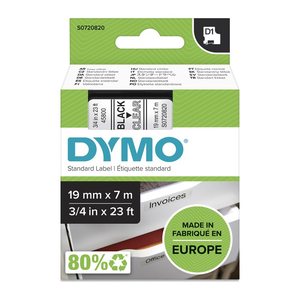 DYMO Schriftband D1 S0720820, 19 mm, schwarz auf transparent, 1 St.