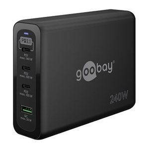goobay Ladeadapter schwarz, Kabellänge: 1,0 m, 240 Watt
