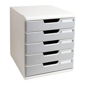 Exacompta Schubladenbox Modulo  steingrau 301041D, DIN A4 mit 5 Schubladen, 1 St.