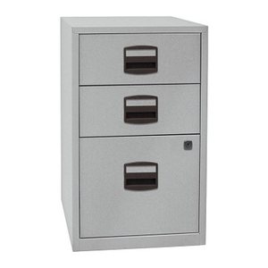 BISLEY Home Standcontainer silber 3 Auszüge Kunststoff-Muldengriff schwarz 41,3 x 40,0 x 67,2 cm