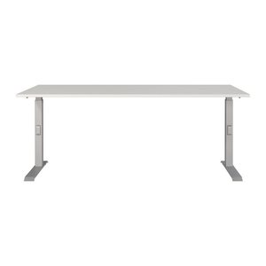 GERMANIA DOWNEY höhenverstellbarer Schreibtisch lichtgrau rechteckig, C-Fuß-Gestell silber 180,0 x 80,0 cm