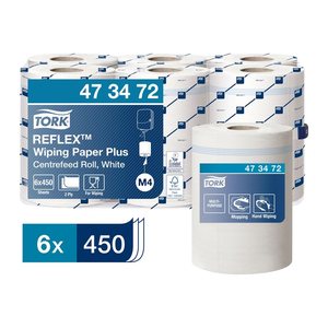 TORK Putztuchrollen Reflex™ M4 Advanced 2-lagig weiß, 450 Blätter, 6 Rollen