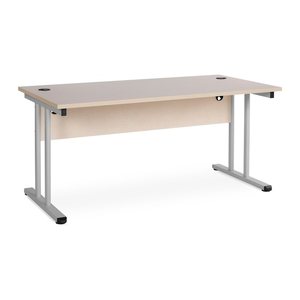 Schreibtisch – T-Fuß – Fixe höhe inkl. Knieraumblende (1600 x 800 x 730 mm, Platte Ahorn)