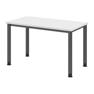 HAMMERBACHER HS612 Schreibtisch weiß rechteckig, 4-Fuß-Gestell grau 120,0 x 67,2 cm