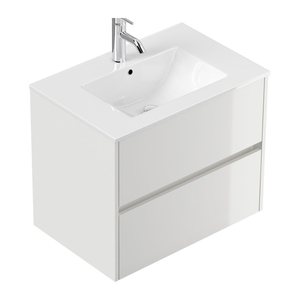 POSSEIK Waschbecken mit Unterschrank LIMES 80 weiß glanz 80,0 x 46,5 x 58,5 cm