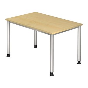 HAMMERBACHER HS12 höhenverstellbarer Schreibtisch ahorn rechteckig, 4-Fuß-Gestell silber 120,0 x 80,0 cm