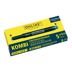 ONLINE® Tintenpatronen für Füller 17056/12 nachtblau, 5 St.