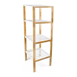 relaxdays Badregal braun/weiß 33,0 x 34,0 x 110,0 cm