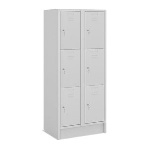 Fächerschrank (2 Abteile je 3 Fächer) 400 mm Abteilbreite – Lichtgrau (Türen Lichtgrau)