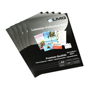 LMG Laminierfolien matt für A4 125 micron selbstklebender Rücken, 25 St.