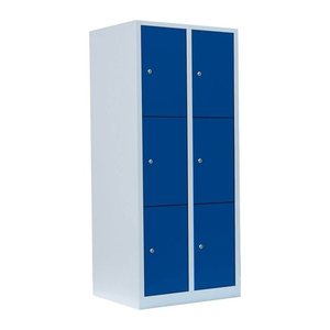 LÜLLMANN Schließfachschrank enzianblau, lichtgrau 523321, 6 Schließfächer 80,0 x 50,0 x 180,0 cm