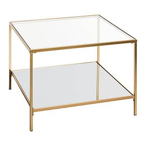 HAKU Möbel Beistelltisch rechteckig Spiegel, Sicherheitsglas gold 60,0 x 60,0 x 45,0 cm, 1 St.
