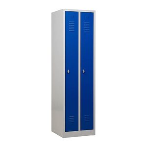 Gürkan Spind lichtgrau, enzianblau 104654, 2 Schließfächer 50,0 x 50,0 x 180,0 cm
