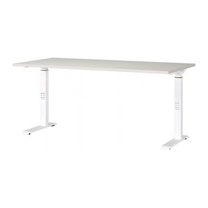 GERMANIA DOWNEY höhenverstellbarer Schreibtisch lichtgrau rechteckig, C-Fuß-Gestell weiß 160,0 x 80,0 cm