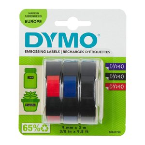 DYMO Prägebänder 3D 13151 S0847750, 9 mm, farbig sortiert, 3 St.