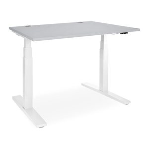 Elektrisch höhenverstellbarer Schreibtisch – Gestell Weiß (1200 x 800 mm, Platte Grau, Gestell RAL 9006)