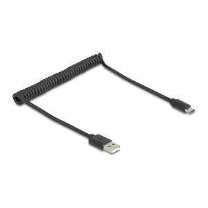 DELOCK USB 2.0 Spiralkabel USB Typ-A Stecker zu USB Type-C