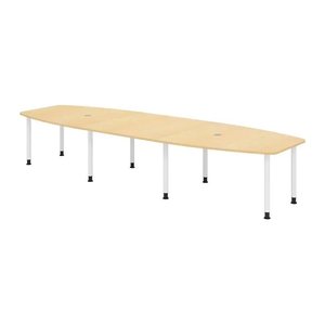 HAMMERBACHER Konferenztisch KT40C ahorn Tonnenform, Rundrohr weiß, 400,0 x 85,0/130,0 x 72,0 - 74,0 cm