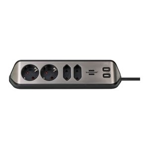 brennenstuhl estilo 4-fach Steckdosenleiste 2,0 m silber mit USB-Buchse