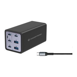 CONCEPTRONIC Ladegerät 6Port GaN 4xUSB-C/2xA200WPD3.1/PPS sw