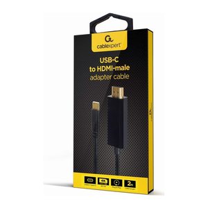 gembird USB-C auf HDMI Adapterkabel, schwarz 4k@60 Hz 2m