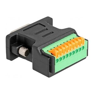 DELOCK D-Sub 9 St > Terminalblock Adapter mit Drucktaster