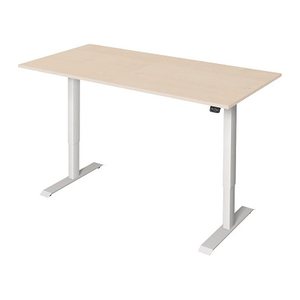 Kerkmann Move 1 elektrisch höhenverstellbarer Schreibtisch ahorn rechteckig, T-Fuß-Gestell weiß 160,0 x 80,0 cm