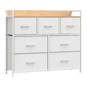 SONGMICS Kommode, LTS523W57 creme-weiß 98,0 x 28,5 x 85,0 cm, 1 St.