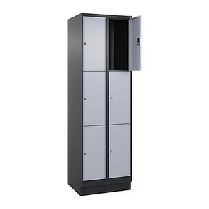 CP Schließfachschrank Classic PLUS schwarzgrau, weißaluminium 080020-203 S10013, 6 Schließfächer 60,0 x 50,0 x 195,0 cm