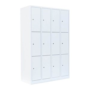 LÜLLMANN Schließfachschrank signalweiß 520347, 12 Schließfächer 117,0 x 50,0 x 180,0 cm