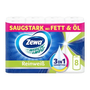 Zewa Küchenrollen WISCH&WEG Reinweiss 2-lagig, 8 Rollen