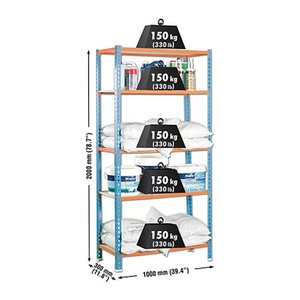 Simonrack Schwerlastregal MADERCLICK PLUS 8435104912799 blau, orange 100,0 x 30,0 x 200,0 cm