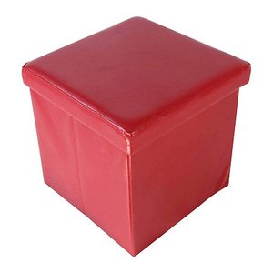Echtwerk Wohnzimmer-Hocker mit Stauraum Store Cube EW-SW-0415 rot Kunstleder, 1 St.