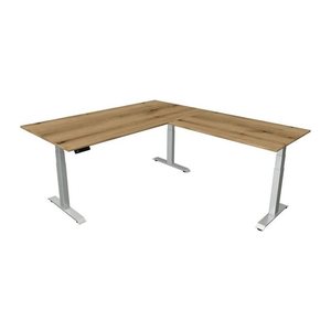 Kerkmann Move 4 elektrisch höhenverstellbarer Schreibtisch ahorn rechteckig, T-Fuß-Gestell silber 200,0 x 220,0 cm