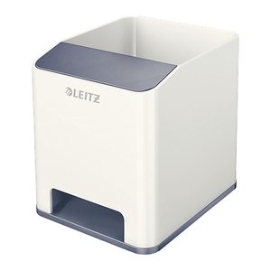 LEITZ Stiftehalter WOW Duo Colour perlweiß/grau Polystyrol 2 Fächer 9,0 x 10,1 x 10,0 cm