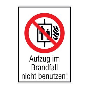 SafetyMarking® Verbotsaufkleber "Aufzug im Brandfall nicht benutzen" rechteckig 13,1 x 18,5 cm, 1 St.