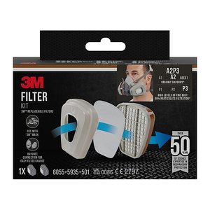 3M Filtersatz für Atemschutzmasken 6003-1SP A2 P3 EN 14387:2004 + A1:2008 A2, 5935: EN 143:2021 P3, 1 Set