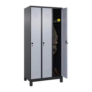 CP Spind Classic Plus schwarzgrau, weißaluminium 080010-30 S10068, 3 Schließfächer 90,0 x 50,0 x 195,0 cm