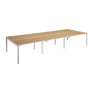 PAPERFLOW easyDesk Doppelschreibtisch buche rechteckig, 4-Fuß-Gestell weiß 420,0 x 166,0 cm