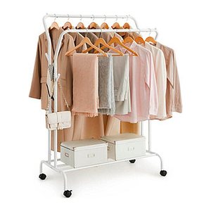 SONGMICS Rollgarderobe weiß Metall 4 Haken 103,5 x 141,0 / 155,0 cm, 1 St.
