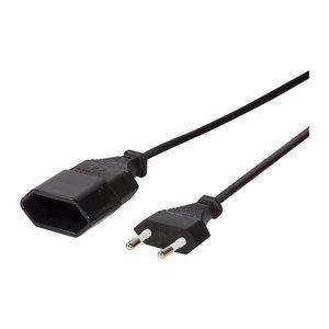 Logilink Netzkabel Euro CEE 7/16 Stecker zu Dose, 2m schwarz