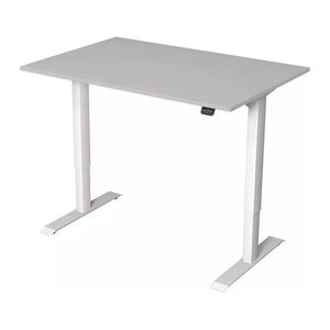 Kerkmann Move 1 elektrisch höhenverstellbarer Schreibtisch lichtgrau rechteckig, T-Fuß-Gestell weiß 120,0 x 80,0 cm